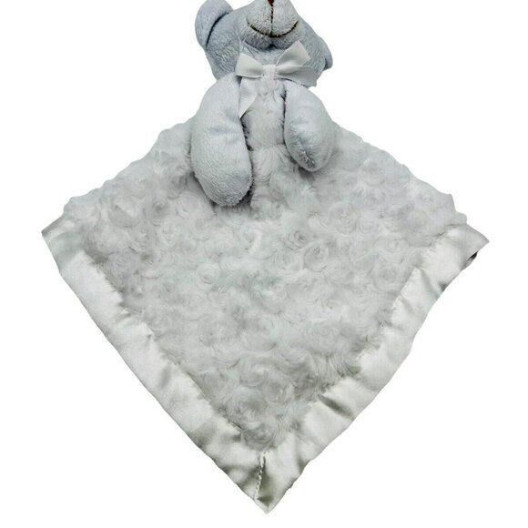 Blankets & Beyond White Bear Baby Lovey Security Blanket Satin Back - Picture 5 of 7